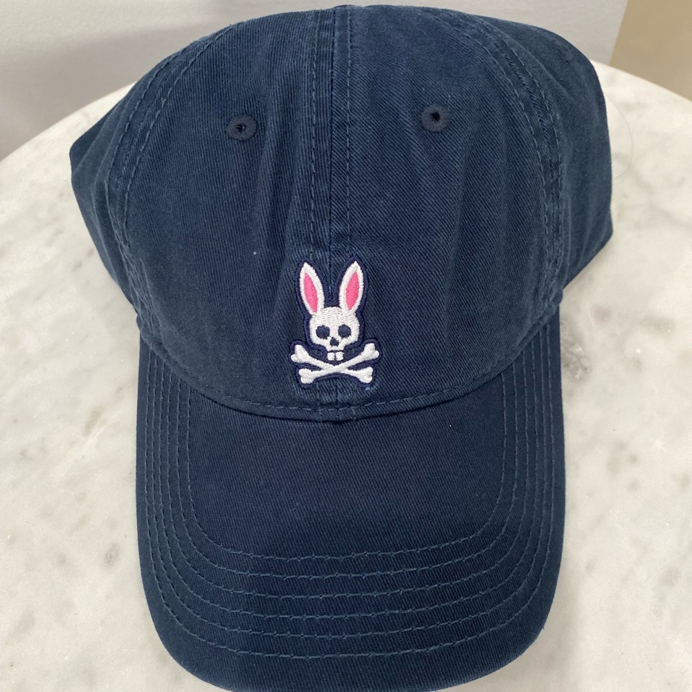 Psycho Bunny Mens Core Sunbleached Hat, Navy Blue, One Size, New with tags
